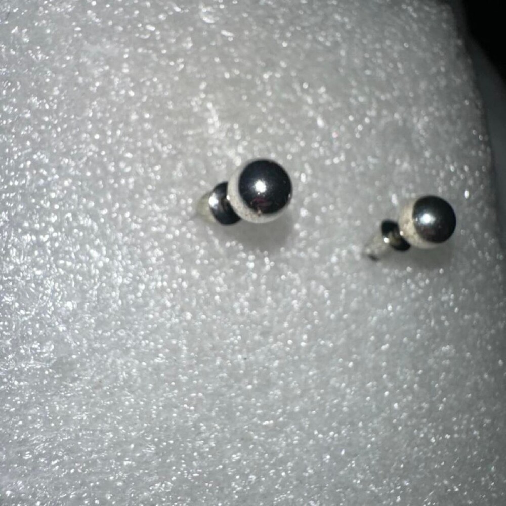 Silver Ball Stud Earrings